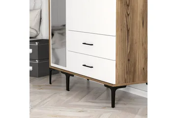 Kumsal Garderob med Spegel - Brun/Vit - Förvaring - Garderober & garderobssystem