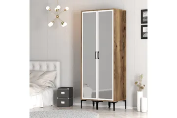 Kumsal Garderob med Spegel - Brun/Vit - Förvaring - Garderober & garderobssystem