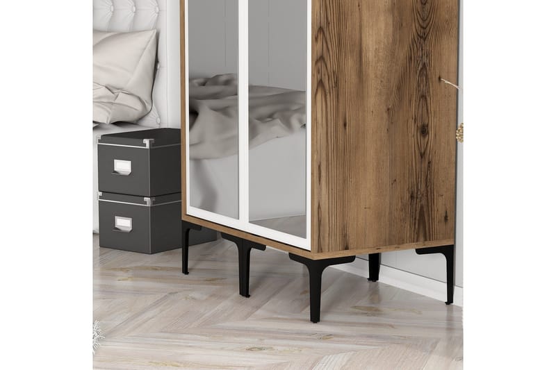 Kumsal Garderob med Spegel - Brun/Vit - Förvaring - Garderober & garderobssystem