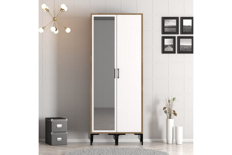 Kumsal Garderob med Spegel - Brun/Vit - Förvaring - Garderober & garderobssystem