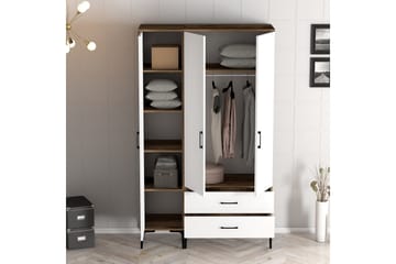 Kumsal Garderob med Spegel - Brun/Vit - Förvaring - Garderober & garderobssystem