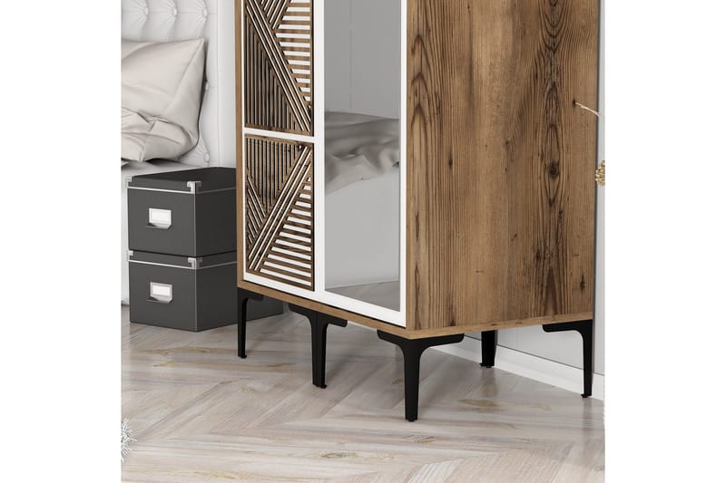 Kumsal Garderob med Spegel - Brun/Vit - Förvaring - Garderober & garderobssystem