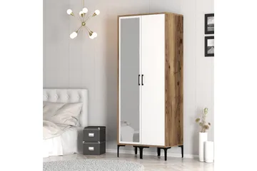 Kumsal Garderob med Spegel - Brun/Vit - Förvaring - Garderober & garderobssystem