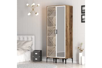 Kumsal Garderob med Spegel - Brun/Vit - Förvaring - Garderober & garderobssystem