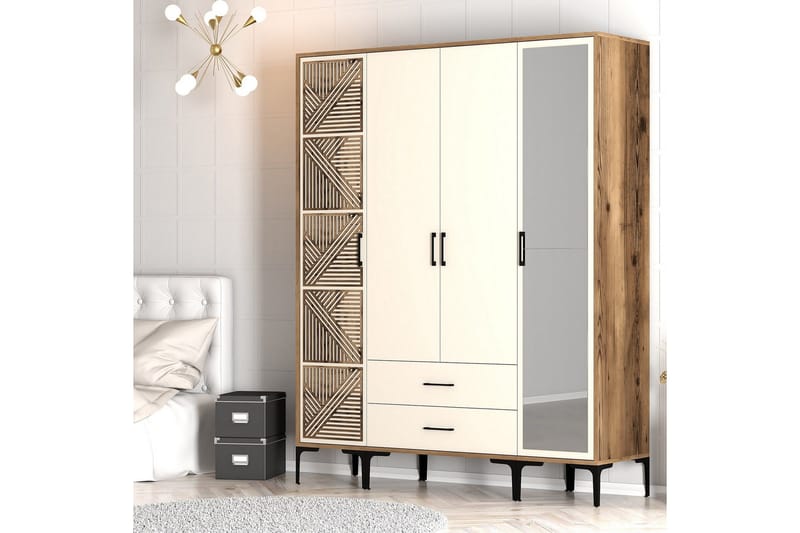 Kumsal Garderob med Spegel - Cream - Förvaring - Garderober & garderobssystem