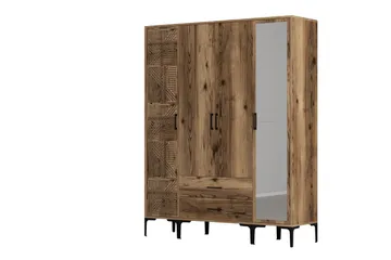 Kumsal Garderob med Spegel - Valnöt - Förvaring - Garderober & garderobssystem