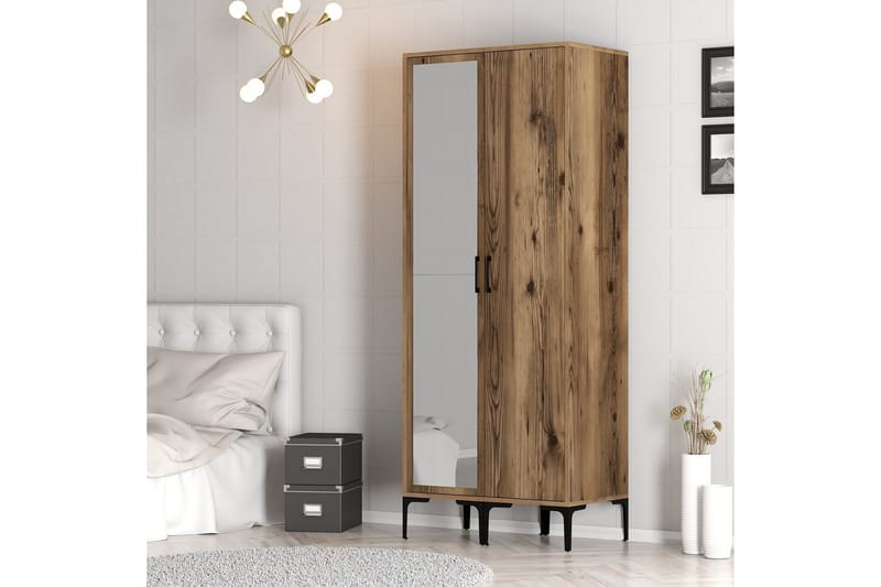 Kumsal Garderob med Spegel - Valnöt - Förvaring - Garderober & garderobssystem