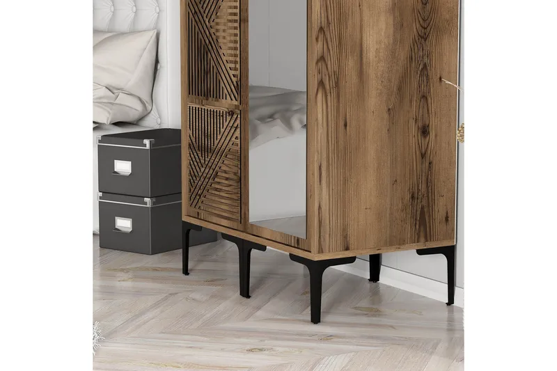 Kumsal Garderob med Spegel - Valnöt - Förvaring - Garderober & garderobssystem