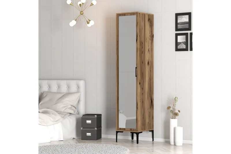 Kumsal Garderob med Spegel - Valnöt - Förvaring - Garderober & garderobssystem