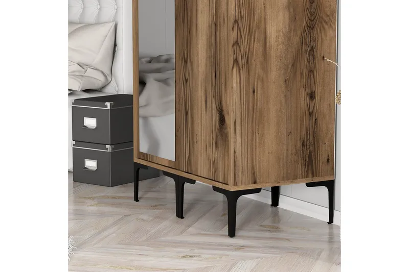 Kumsal Garderob med Spegel - Valnöt - Förvaring - Garderober & garderobssystem