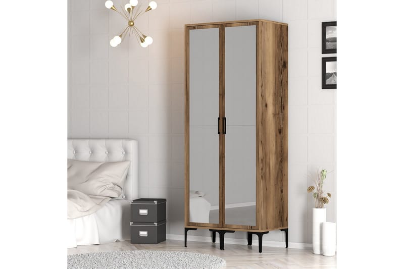 Kumsal Garderob med Spegel - Valnöt - Förvaring - Garderober & garderobssystem