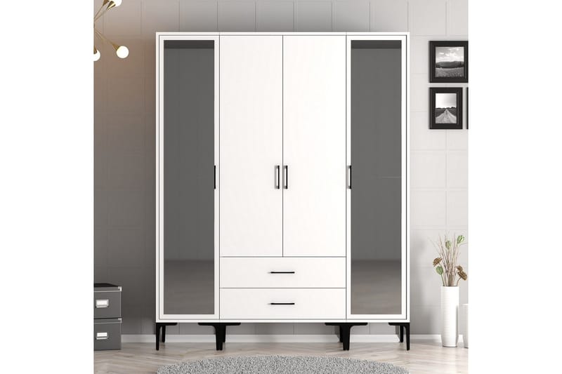 Kumsal Garderob med Spegel, Vit