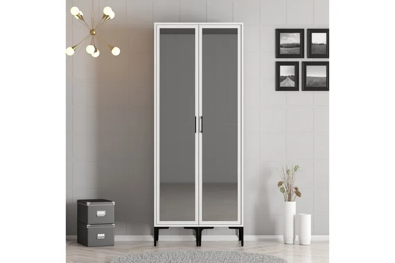 Kumsal Garderob med Spegel, Vit