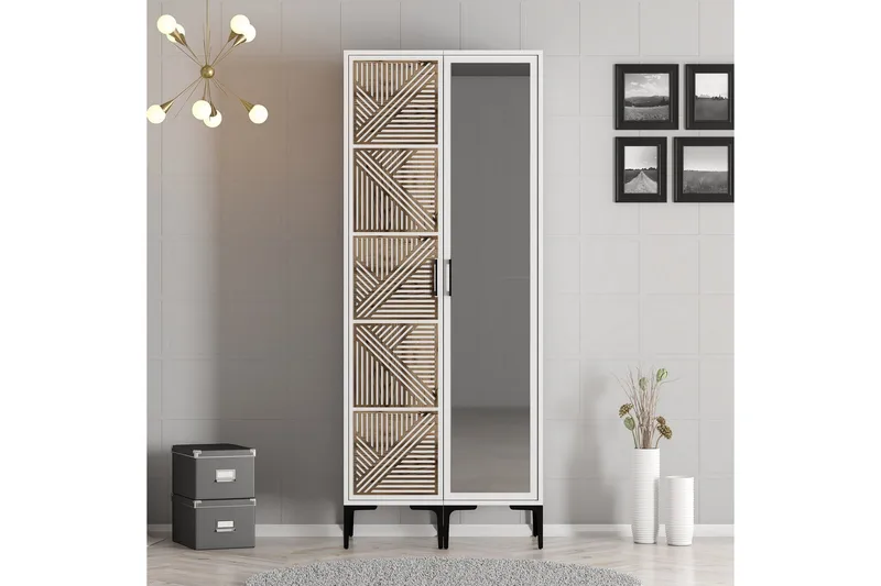 Kumsal Garderob med Spegel, Vit