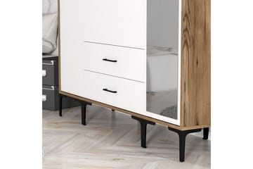 Kumsal Garderob med Spegel - Vit/Brun - Förvaring - Garderober & garderobssystem