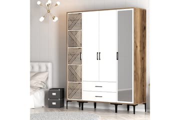 Kumsal Garderob med Spegel - Vit/Brun - Förvaring - Garderober & garderobssystem