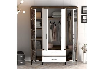 Kumsal Garderob med Spegel - Vit/Brun - Förvaring - Garderober & garderobssystem