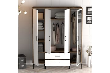 Kumsal Garderob med Spegel - Vit/Brun - Förvaring - Garderober & garderobssystem