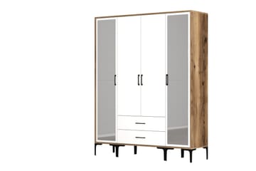 Kumsal Garderob med Spegel - Vit/Brun - Förvaring - Garderober & garderobssystem