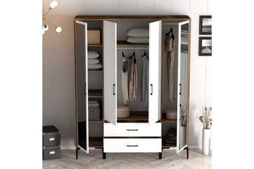 Kumsal Garderob med Spegel - Vit/Brun - Förvaring - Garderober & garderobssystem