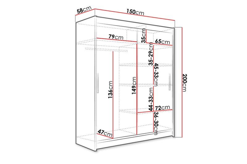 Leila Garderob 150 cm Skjutdörrar - Beige/Trä/Natur - Förvaring - Garderober & garderobssystem