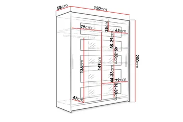 Leila Garderob 150 cm Skjutdörrar Delad Spegel - Beige/Trä/Natur - Förvaring - Garderober & garderobssystem