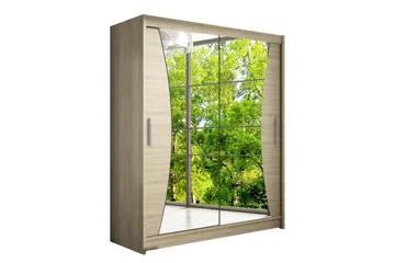 Leila Garderob 150 cm Skjutdörrar Svängd Spegel - Ek/Spegel - Förvaring - Garderober & garderobssystem