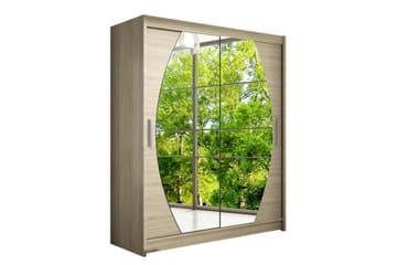 Leila Garderob Skjutdörrar Rund Spegel - Ek/Spegel - Förvaring - Garderober & garderobssystem