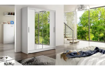 Leila Garderob Skjutdörrar Smal Spegel - Vit - Förvaring - Garderober & garderobssystem