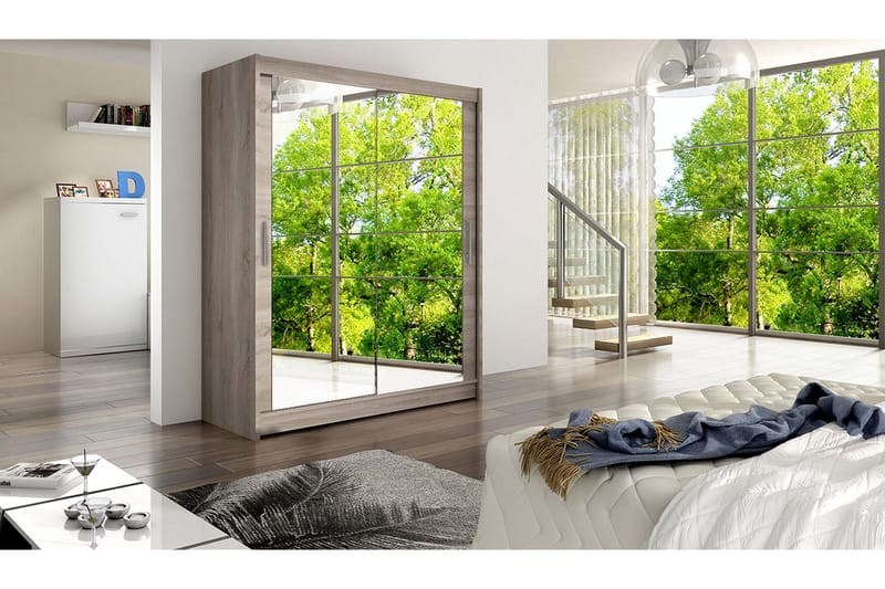 Leila Garderob Skjutdörrar Speglar - Ek/Tryffel/Spegel - Förvaring - Garderober & garderobssystem