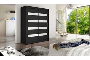 Leila Garderob Smal Skjutdörrar Smal Delad Spegel - Svart - Förvaring - Garderober & garderobssystem