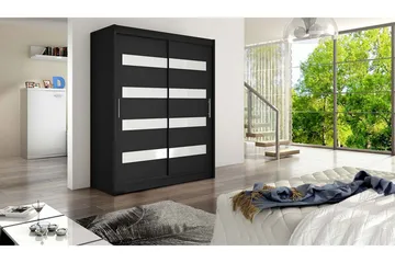 Leila Garderob Smal Skjutdörrar Smal Delad Spegel - Svart - Förvaring - Garderober & garderobssystem