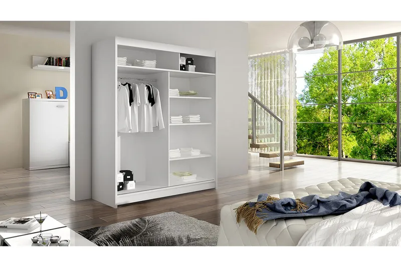 Lino Garderob med LED-belysning i Trä med Glasdörr - Beige - Förvaring - Garderober & garderobssystem