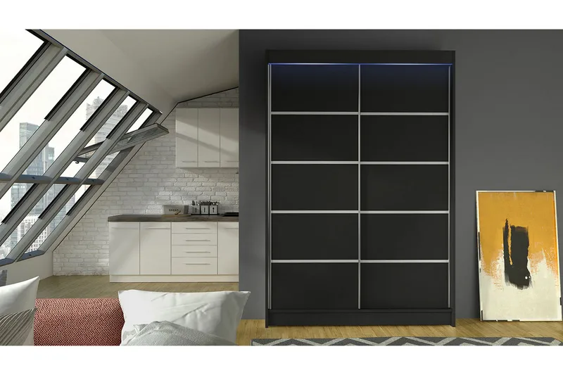Liverpool Garderob 120x200 cm - Svart - Förvaring - Garderober & garderobssystem
