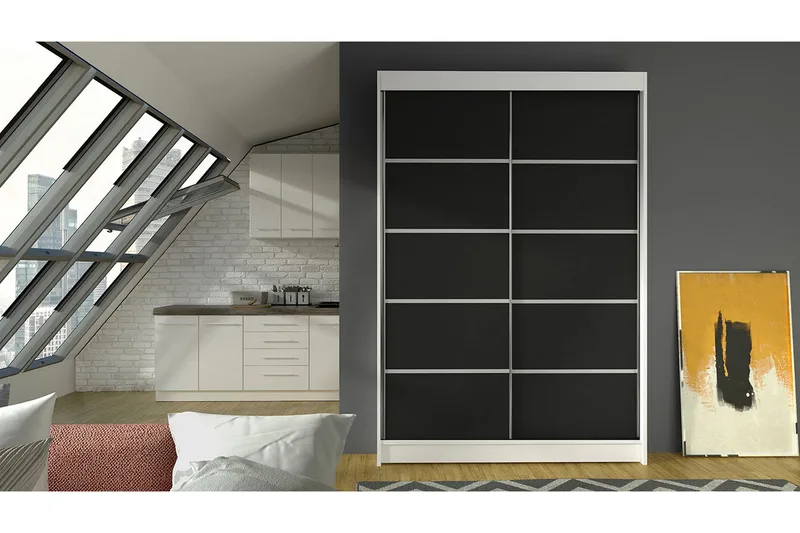 Liverpool Garderob 120x200 cm - Svart/Vit - Förvaring - Garderober & garderobssystem