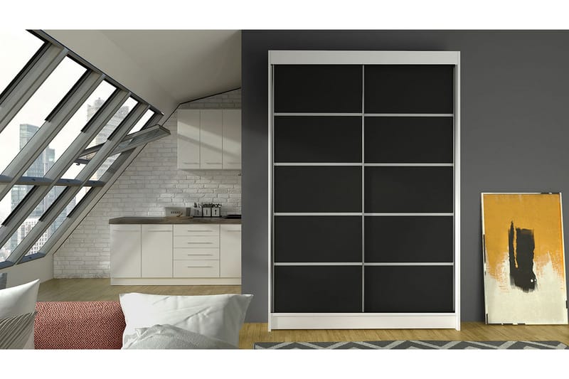 Liverpool Garderob 120x200 cm - Svart/Vit - Förvaring - Garderober & garderobssystem