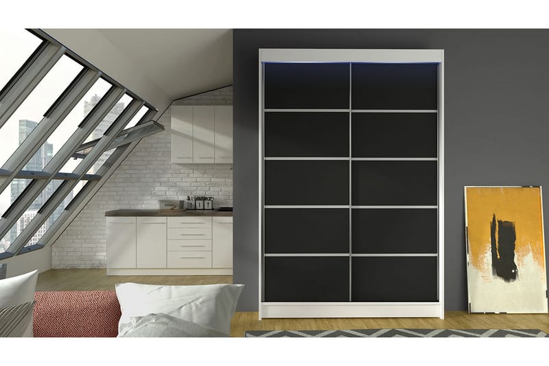 Liverpool Garderob 120x200 cm - Svart/Vit - Förvaring - Garderober & garderobssystem