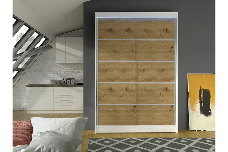 Liverpool Garderob 120x200 cm - Vit/Brun - Förvaring - Garderober & garderobssystem