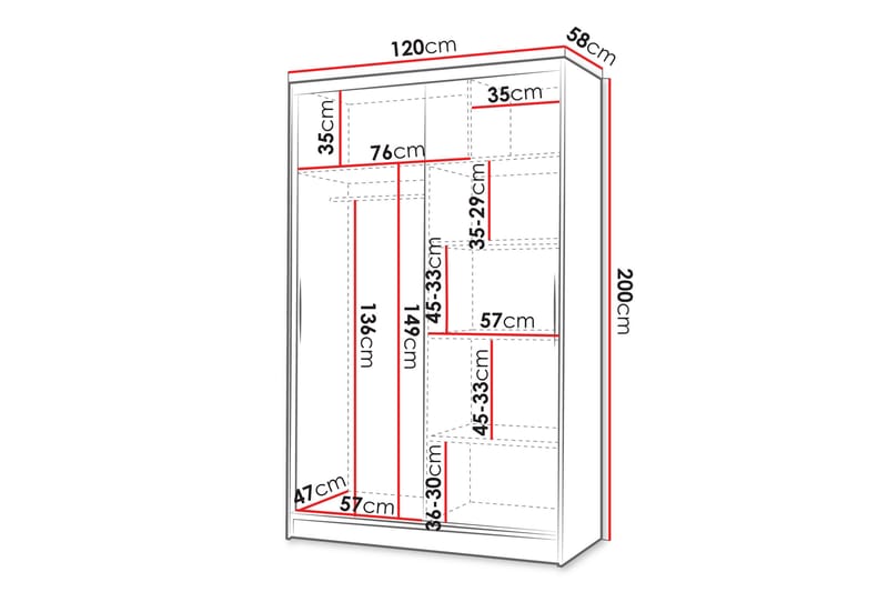 Liverpool Garderob 120x200 cm - Vit/Brun - Förvaring - Garderober & garderobssystem