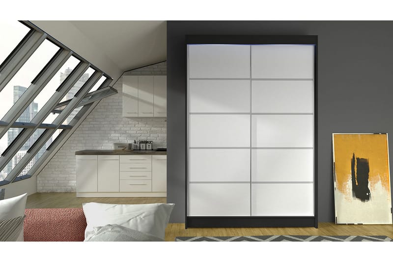 Liverpool Garderob 120x200 cm - Vit/Svart - Förvaring - Garderober & garderobssystem