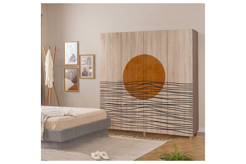 Loni Garderob 180x192 cm - Natur - Förvaring - Garderober & garderobssystem