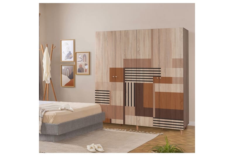 Loni Garderob 180x192 cm - Natur - Förvaring - Garderober & garderobssystem