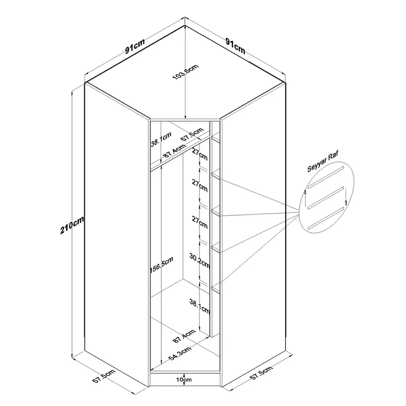 Matlerd Garderob 91x210x57,5 cm - Vit - Förvaring - Garderober & garderobssystem - Garderobsskåp