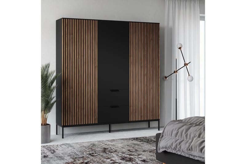 Meorati Garderob 185x200 cm - Brun - Förvaring - Garderober & garderobssystem