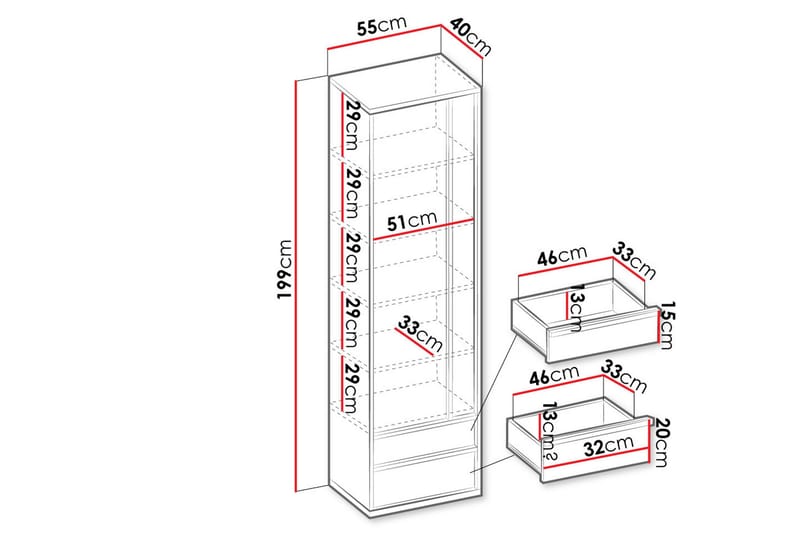 Metropolitan Garderob 55x199 cm - Brun/Vit/Ljusgrå/Svart - Förvaring - Garderober & garderobssystem
