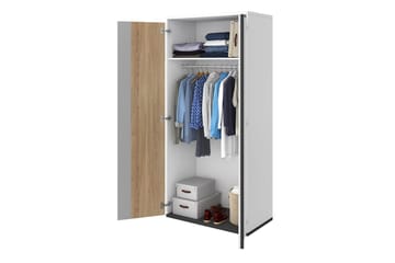 Metropolitan Garderob 90x199 cm - Brun/Vit/Ljusgrå/Svart - Förvaring - Garderober & garderobssystem