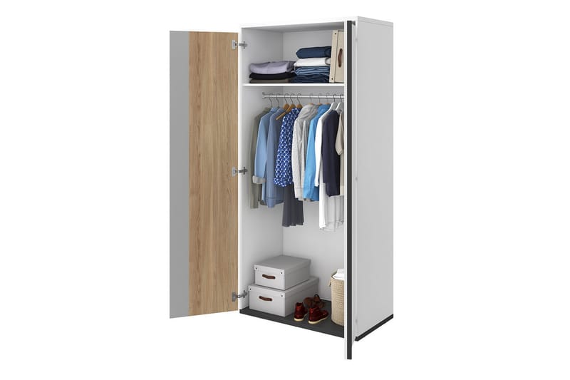Metropolitan Garderob 90x199 cm - Brun/Vit/Ljusgrå/Svart - Förvaring - Garderober & garderobssystem
