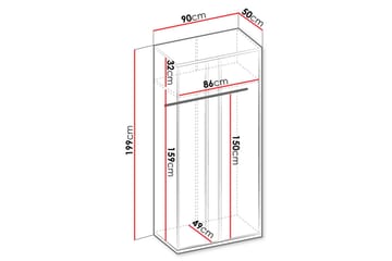 Metropolitan Garderob 90x199 cm - Brun/Vit/Ljusgrå/Svart - Förvaring - Garderober & garderobssystem