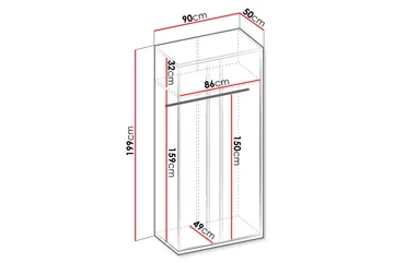 Metropolitan Garderob 90x199 cm - Vit/Grå/Svart - Förvaring - Garderober & garderobssystem
