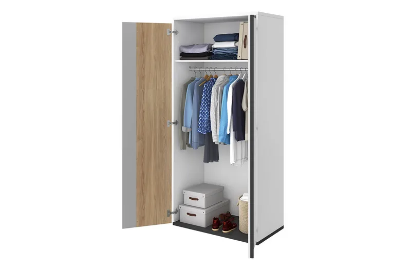 Metropolitan Garderob 90x199 cm - Vit/Grå/Svart - Förvaring - Garderober & garderobssystem